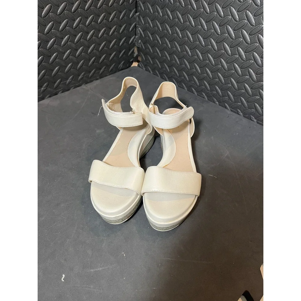 Cole Haan Grand Ambition Sandals Womens 6.5 Ivory White Wedge Platform‎ Strap